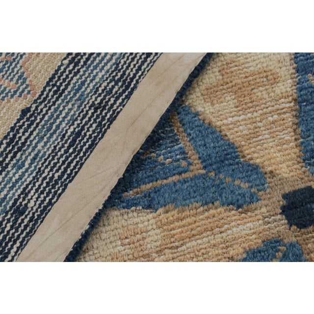 Beige Antique Ningxia Rug in Beige-Brown and Blue Floral Patterns, From Rug & Kilim For Sale - Image 8 of 8