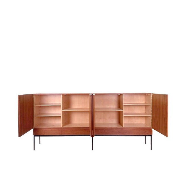 This vintage b60 teak highboard by dieter waeckerlin for behr is an impressive example of german mid-century design. With...