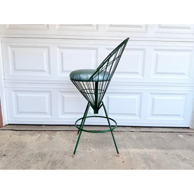 A charming and sculptural mid-century modern wire bar stool in the spirit of Verner Panton's iconic wire designs — the...