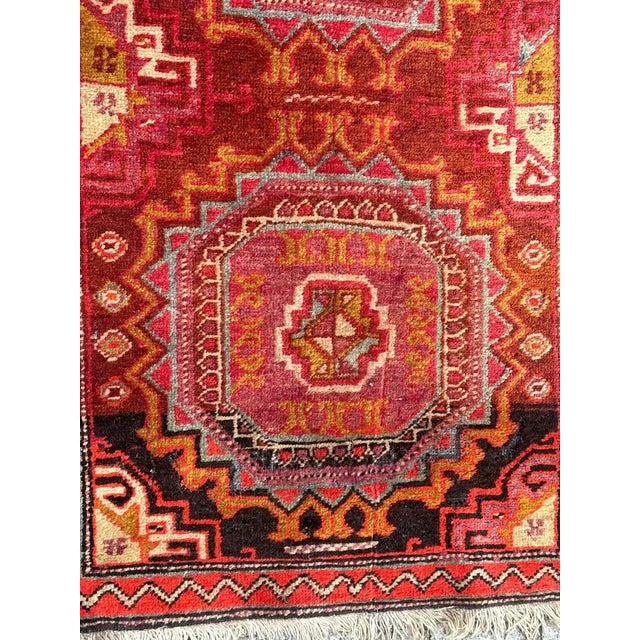 Beautiful mid century Azerbaijan rug with nice geometrical and tribal design in style of the Turkmen rugs, and nice...
