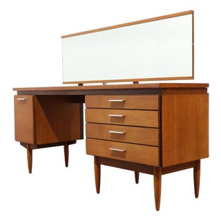 Mid Century Modern Vintage Teak Desk Vanity by White and Newton Danish Style For Sale