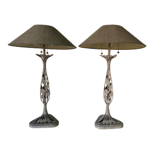 1980s Frederick Cooper Organic Modern Table Lamps With Shades – A Pair