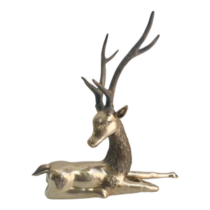 Midcentury Vintage Hollywood Regency Large Solid Brass Stag Deer Gazelle Figurine Sculpture