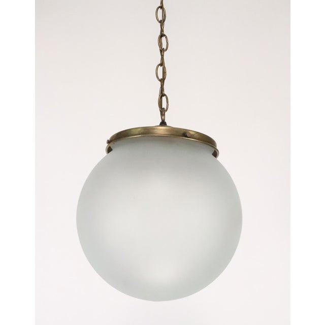 Transparent Mid 20th Century Mid Century Modern Frosted Glass Globe Chain Pendant Light For Sale - Image 8 of 9