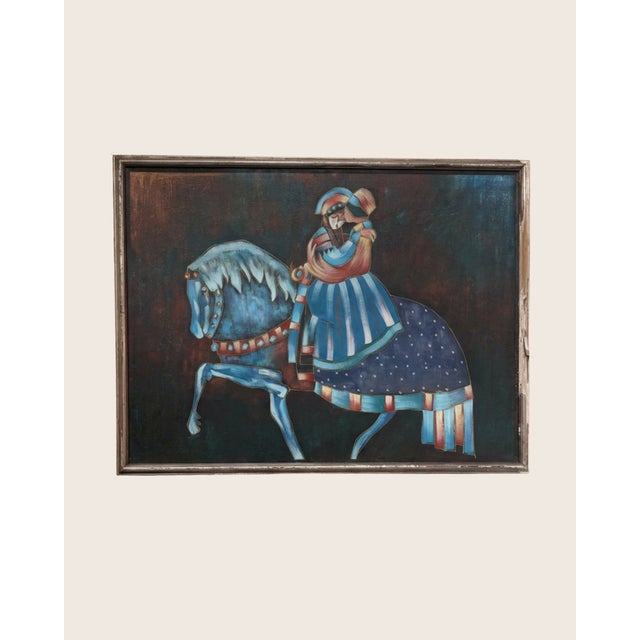 Plastic Ian Rystron, Ladies on a Jesting Horse, 1980s, Oil on Canvas and Acrylic For Sale - Image 7 of 7