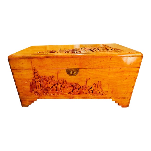 Hand Carved Asian Hope Chest For Sale