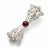 Metal 1930s Platinum and White Gold Diamond Bow Brooch With Burma Ruby Center For Sale - Image 7 of 8