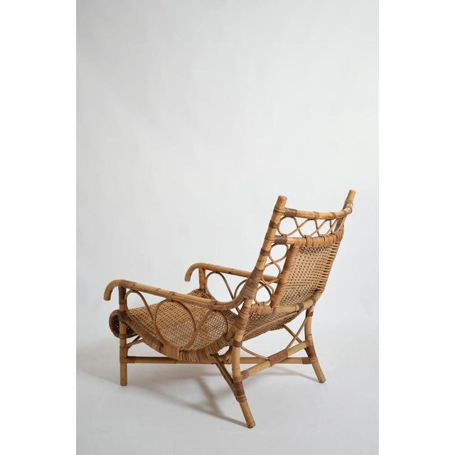 1950s Vintage Lounge Chair in Rattan, 1950s For Sale - Image 5 of 6