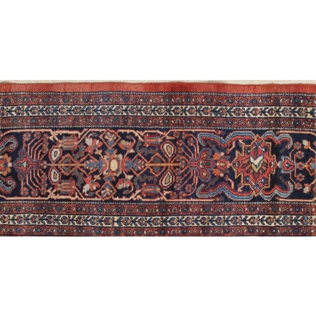 Antique Farahan Sarouk Handmade Oriental Red & Navy Rug For Sale In New York - Image 6 of 11