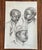 Mid 20th Century Old Master Artwork Drawings: Leonardo, Bruegel, Van Eyck, Clouet, Watteau (Set of 5) - Unknown Artist For Sale - Image 6 of 9
