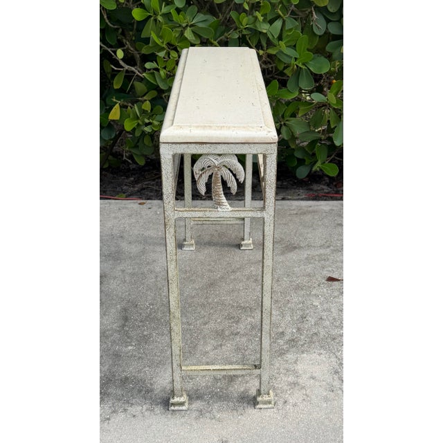 Vintage 36” Palm Beach Console Table With Sculptural Palm Tree Motif For Sale - Image 9 of 12