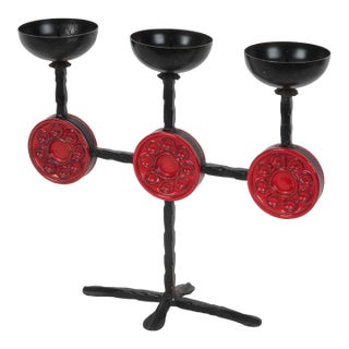 1960's Swedish Candelabra in Iron and Glass Attributed to Erik Hoglund For Sale