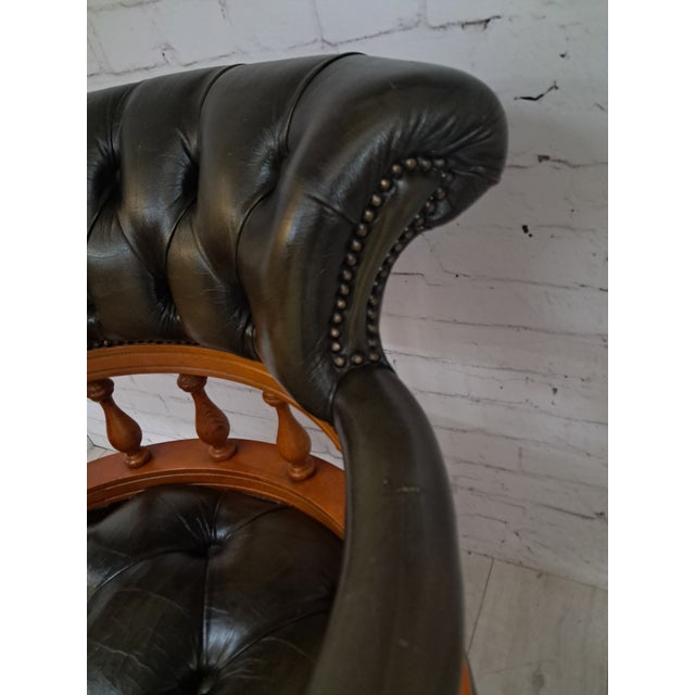 Vintage Chesterfield Chair in Green Leather, 1980s For Sale - Image 10 of 17