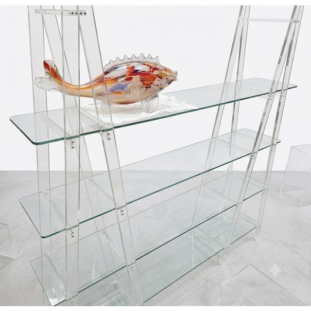 Mid-Century Modern Acrylic and Glass Shelving Unit, 1970s, Set of 6 For Sale - Image 3 of 4