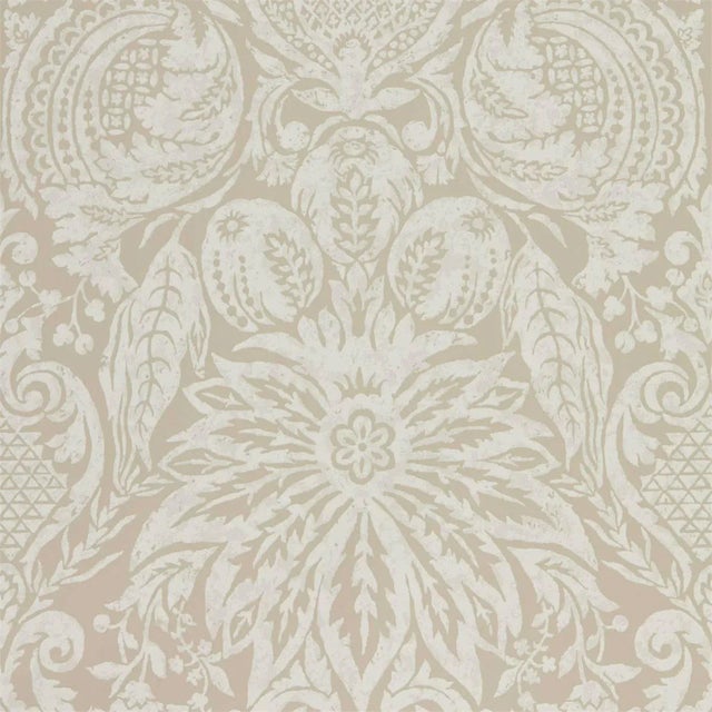 Zoffany Mitford Damask Wallpaper in Stone For Sale