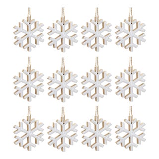 Wood Snowflake Ornament (Set of 12) For Sale