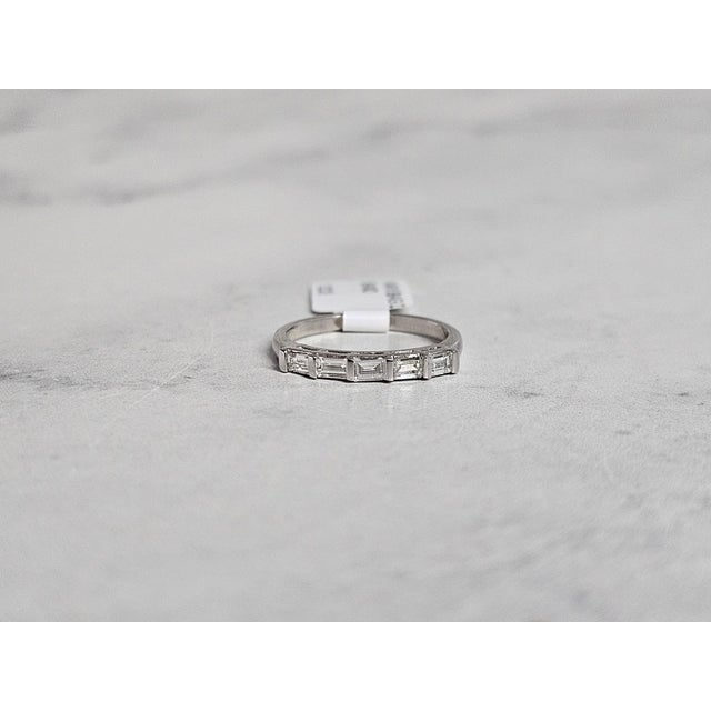 Baguette Diamond Wedding Band 14k White Gold, Size 6.5 For Sale - Image 4 of 5