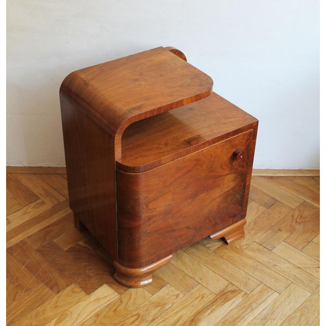 Wood Vintage Art Deco Bedside Table, 1930s For Sale - Image 7 of 16