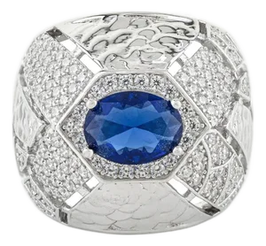 Carat&her Bold 925 Sterling Silver Ring With Blue Cubic Zirconia Size 7