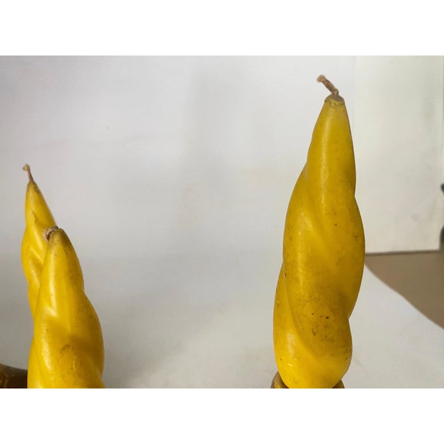 French Candleholder Ceramic with Yellow Candles, France, 1970s, Set of 4 For Sale - Image 9 of 11