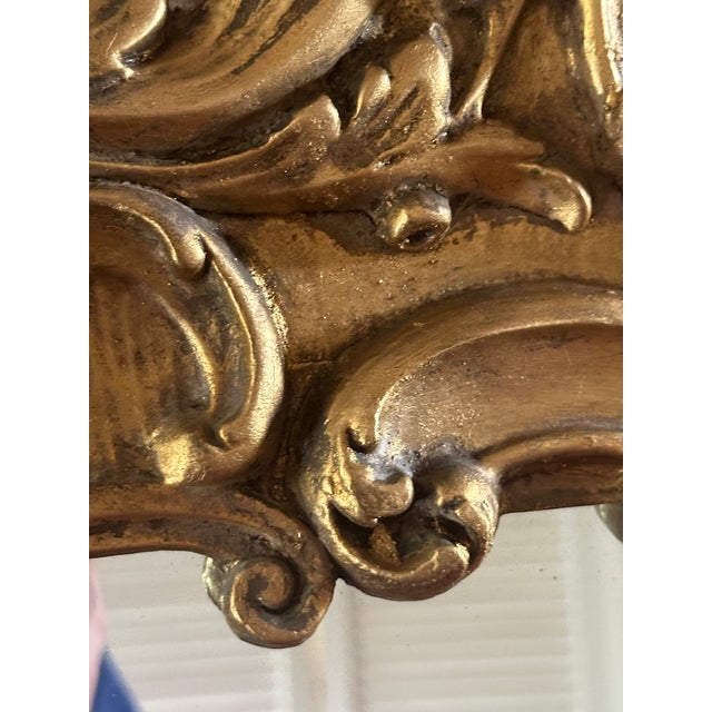 Vintage Rococo Gilt Wood Wall Mirror With Painted Pastoral Scene For Sale - Image 12 of 13
