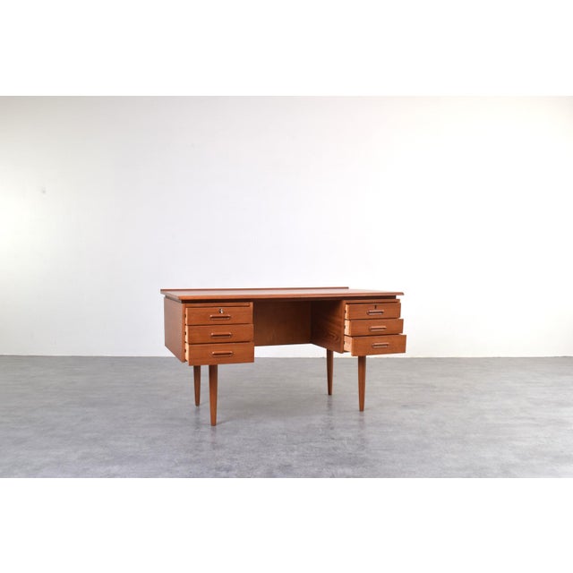 Mid-Century Danish Teak Executive Desk, 1960s For Sale - Image 4 of 18
