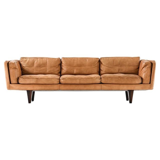 Vintage Sofa in Leather and Rosewood by Illum Wikkelø, 1960s For Sale - Image 10 of 10