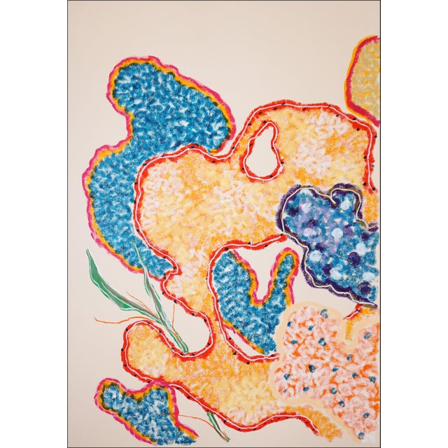 Illustration 2025, Large Coastal Triptych, Coral Forest, Organic Forms, Illustration Style Gouache Crayon on Watercolor Paper by Romina Milano For Sale - Image 3 of 11