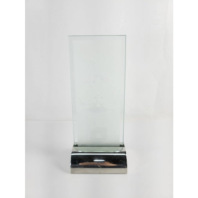 We are selling this nice late mid century art glass panel. This piece of glass is frosted with design of an orchid and...