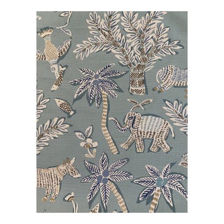 Thibaut Goa Backed LInen Blend Fabric 4 Yards Teal For Sale