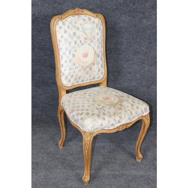 Wood Set 6 Light Beechwood Louis XV Style Carved Dining Side Chairs For Sale - Image 7 of 13