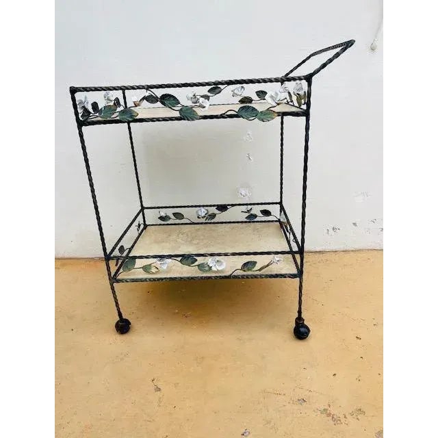 Metal Wrought Iron Bar Cart, Vintage For Sale - Image 7 of 13