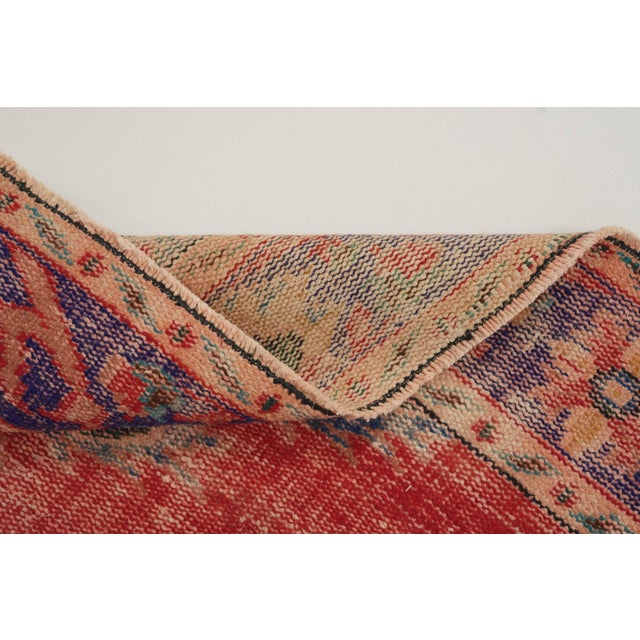 1970s Vintage Turkish Handmade Wool Cotton Red Area Rug For Sale - Image 10 of 12