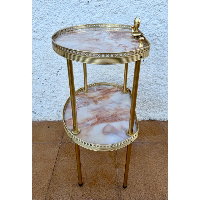 Mid-Century Brass and Fiberglass Two Tier Side Table, 1960 For Sale - Image 6 of 11