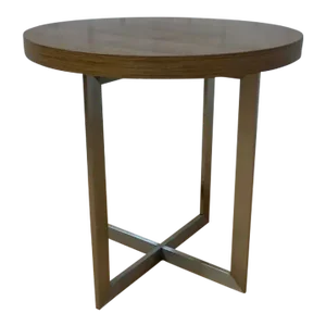 Vintage Milo Baughman Style Teak and Chrome Side/End Table