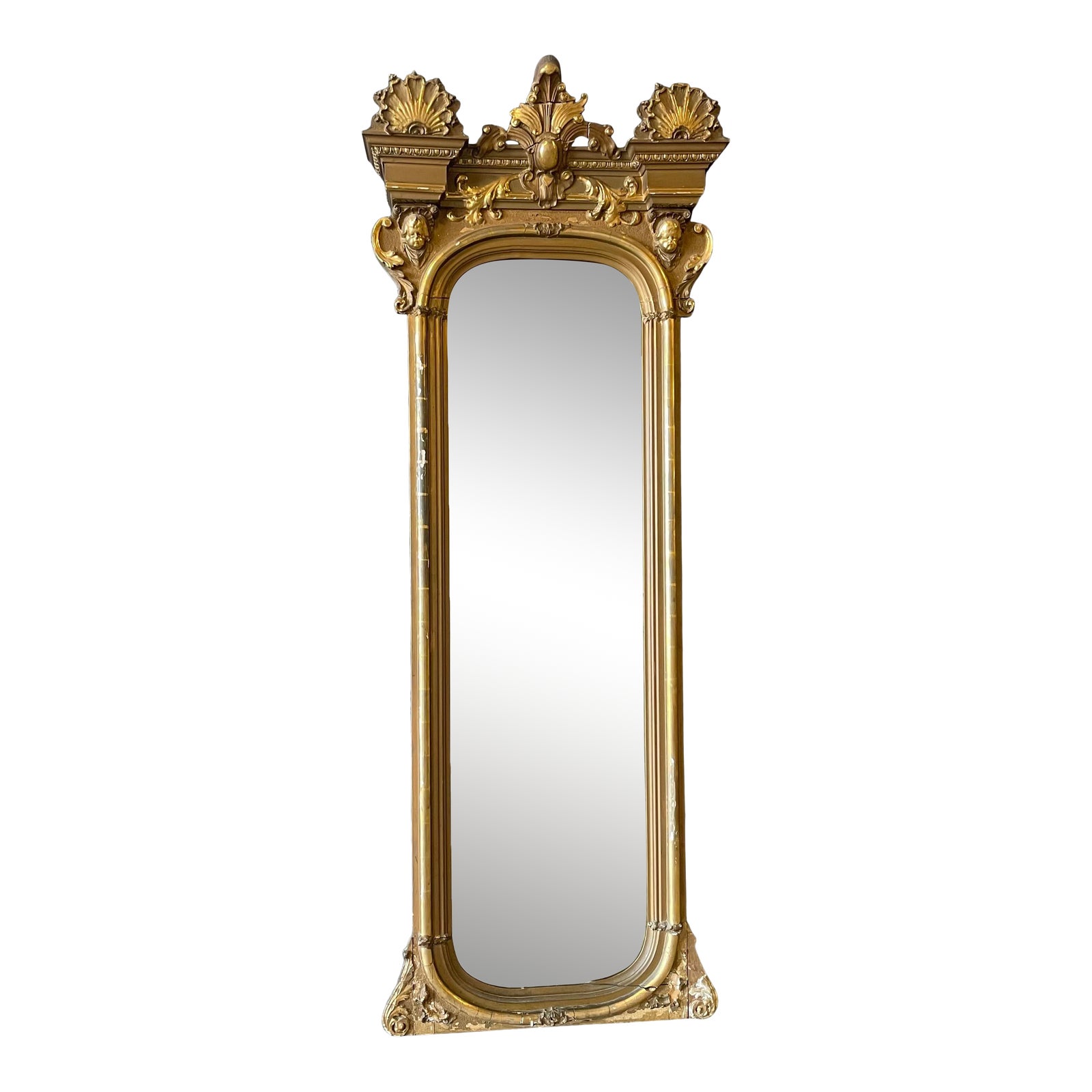 Antique Wood Floor Gold Gilt Mirror Chairish
