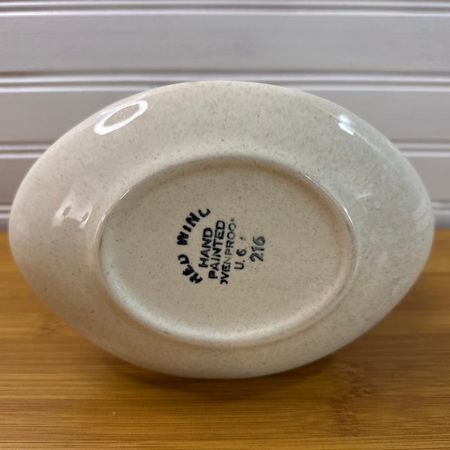 1950s Mid-Century Modern Red Wing Pottery "Random Harvest" Gravy Boat With Attached Underplate For Sale - Image 6 of 6