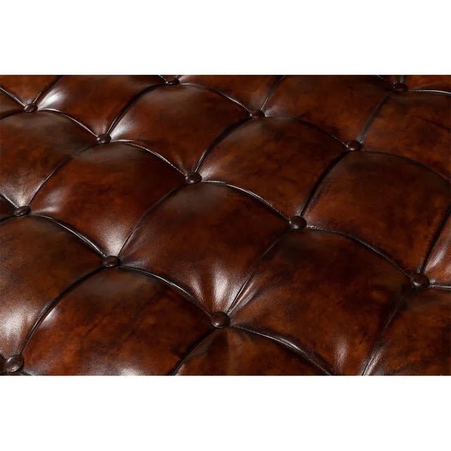 Tufted Leather Ottoman For Sale - Image 11 of 11