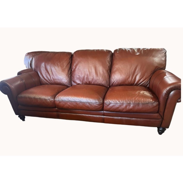 Natuzzi Maturità Model 1855 Italian Cognac Leather Sofa – Made in Italy For Sale In Saint Louis - Image 6 of 11