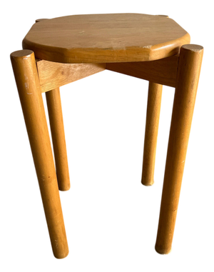 Vintage Stool in Wood with Organically Shaped Top