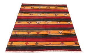 1960s Southwestern Red Striped Oushak Natural Kilim Rug