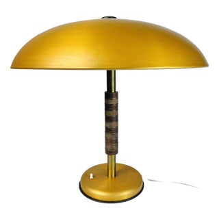 Mid-Century Modern Art Deco Danish Zenith Gold Table Lamp in Aluminum, Brass and Bakelite, 1960 For Sale