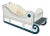 Vintage Sleigh-Style Child, Doll or Dog Bed White With Blue Trim & Nail Head Design For Sale
