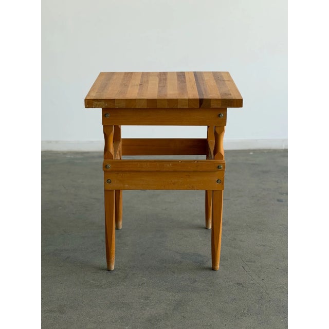 Mid-Century Modern Vintage Butcher Block Top Side Table For Sale - Image 3 of 13