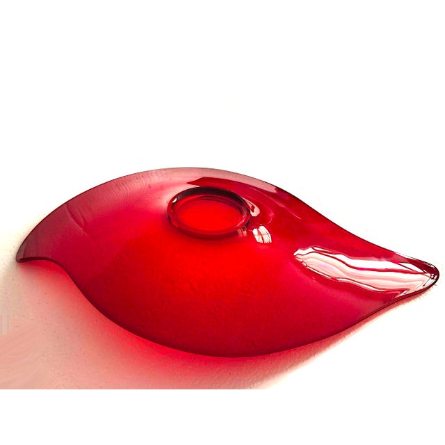 Viking Glass Company 1960s Viking Glass Epic Console Platter/Bowl in Ruby Red For Sale - Image 4 of 11