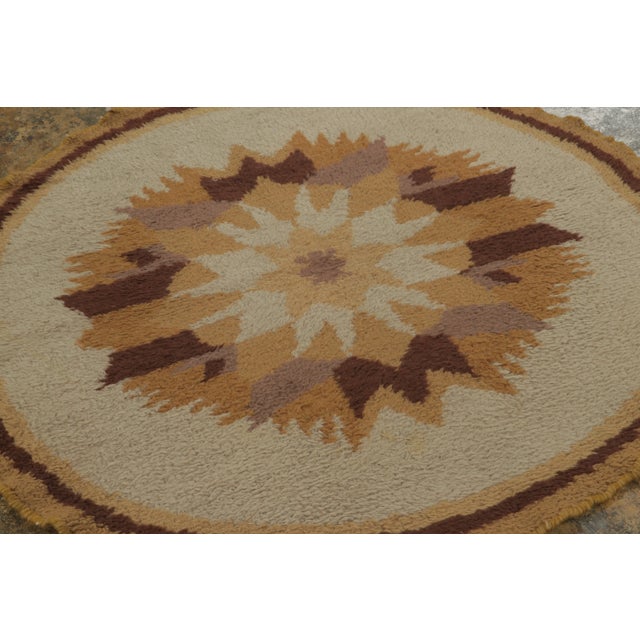 Antique Art Deco Rug With Brown & Lavender Geometric Design - Rug & Kilim For Sale In New York - Image 6 of 8