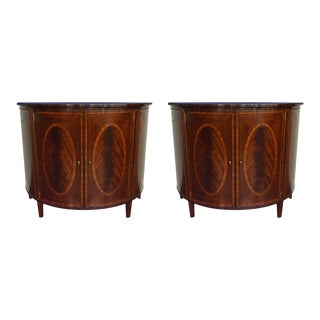Leighton Hall Showroom Sample - Mahogany Demilune Cabinet - a Pair For Sale