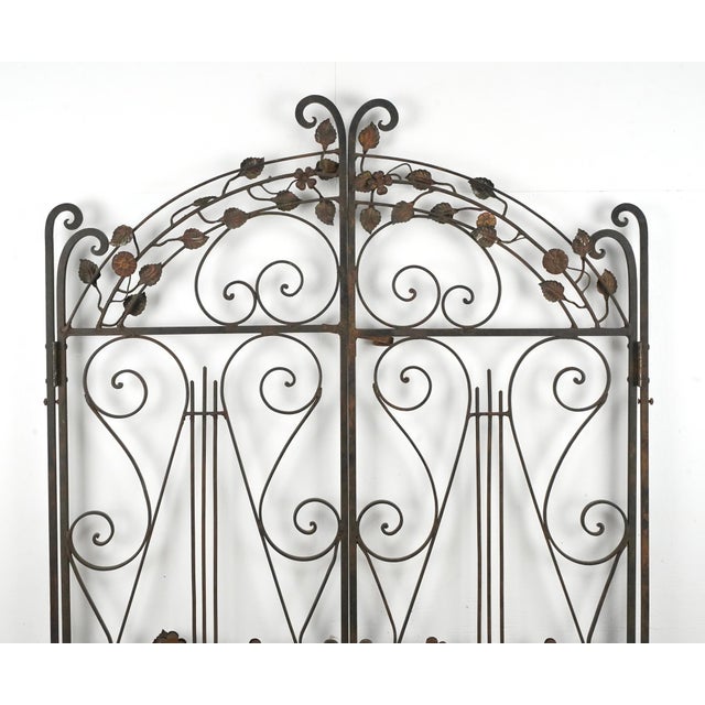 Black Vintage Entryway Wrought Iron Double Garden Gates For Sale - Image 8 of 9