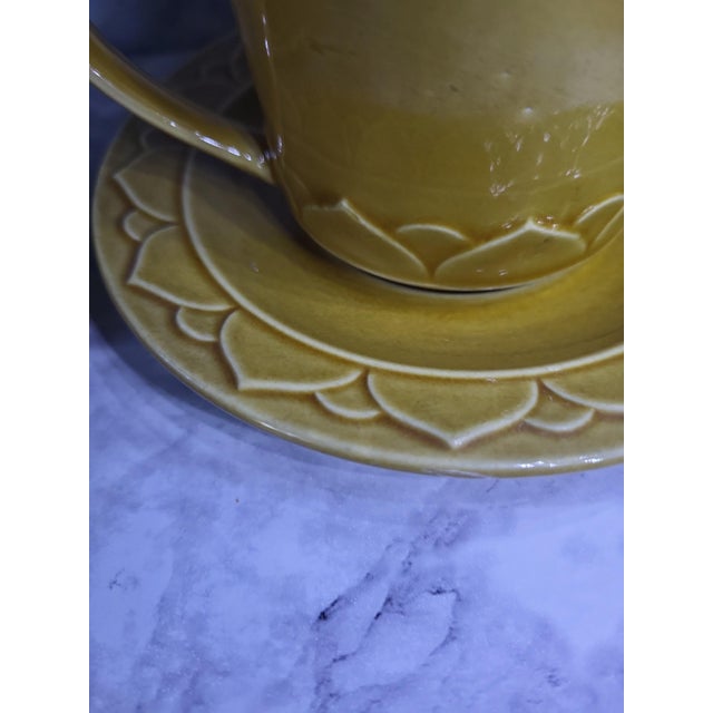 1980s 1980s Golden Seville Stoneware Coffee Mugs Saucers For Sale - Image 5 of 10