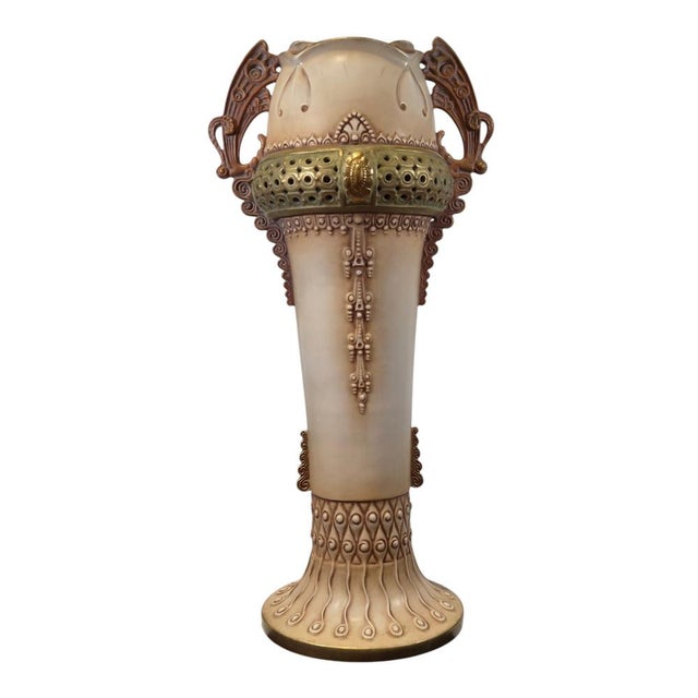 Large Austrian Art Nouveau Pottery Vase, 1890s For Sale - Image 3 of 9